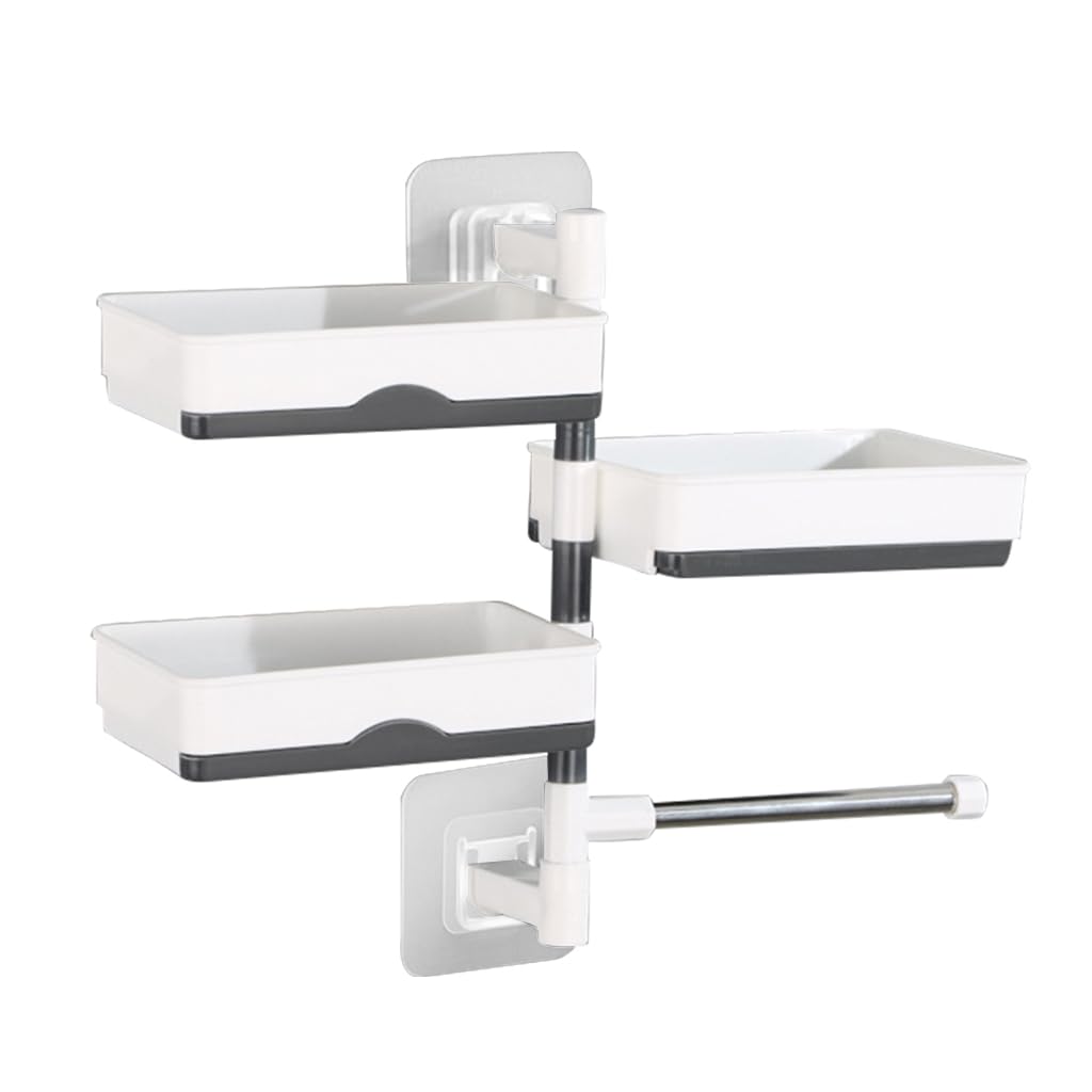 HASTHIP Super Powerful Self-Adhesive 3 Layer Soap Dish Holder for Bathroom Shower and Kitchen Wall Mounted Rotatable Soap Holder Saver Box Storage HASTHIP Super Powerful Self-Adhesive 3 Layer Soap Dish Holder for Bathroom Shower and Kitchen Wall Mounted Rotatable Soap Holder Saver Box Storage